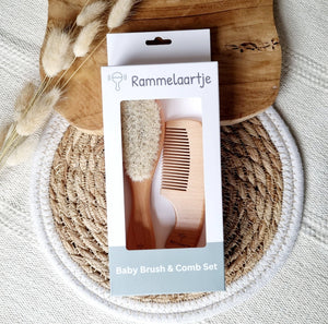 Wooden baby brush and comb set maternity gift