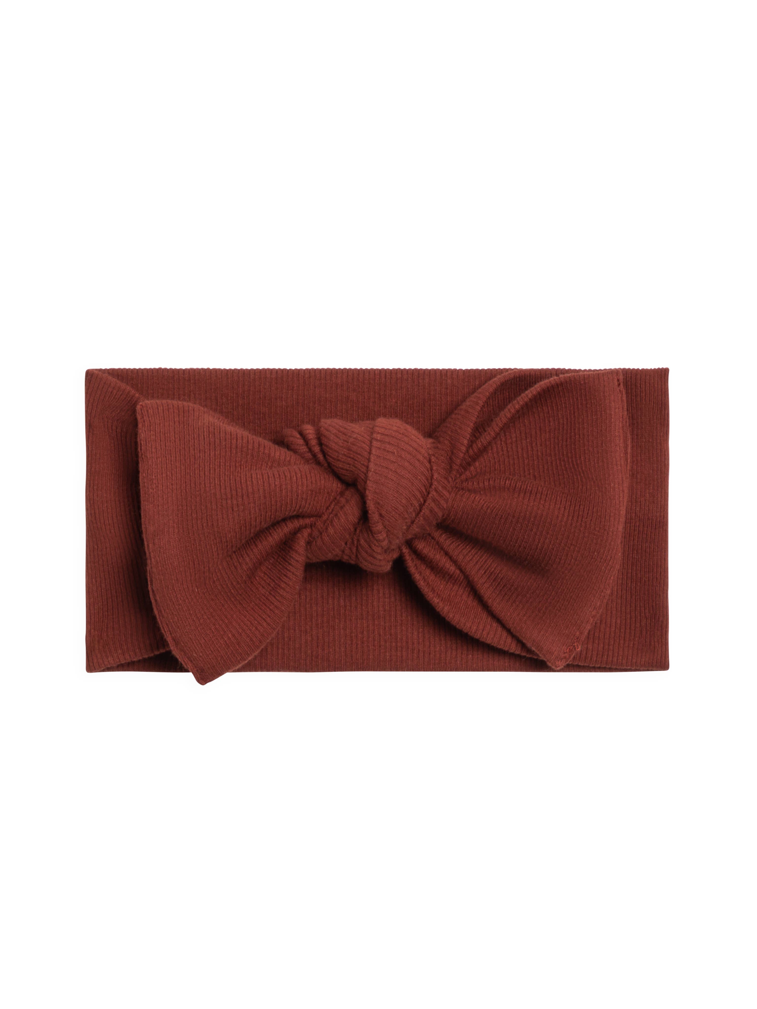 Ribbed Bow Wrap Headband - Garnet