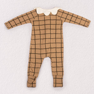 Tannin Plaid Zipped Baby Pajamas