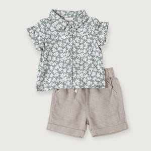 Gabriel Baby Floral Linen Shirt & Short Set