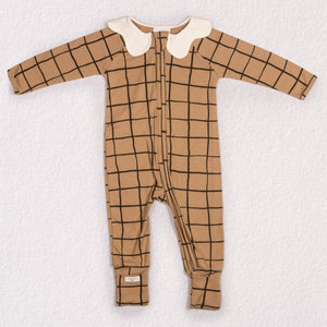 Tannin Plaid Zipped Baby Pajamas