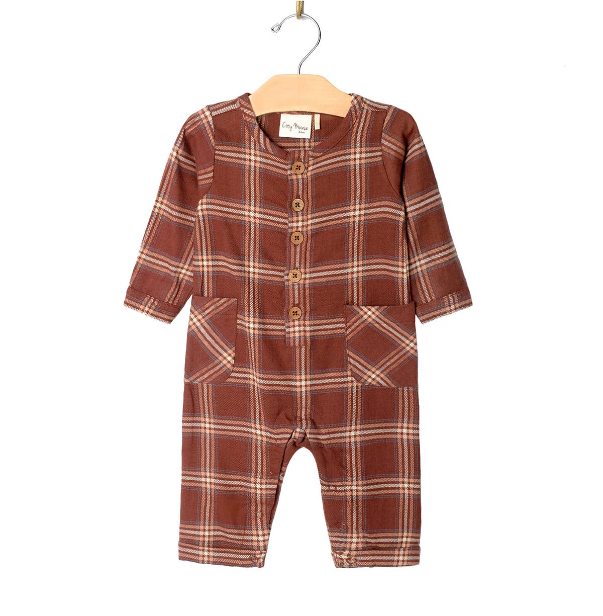 Cargo Romper - Rust Flannel