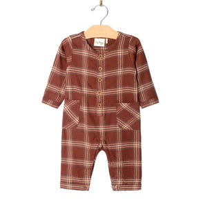 Cargo Romper - Rust Flannel