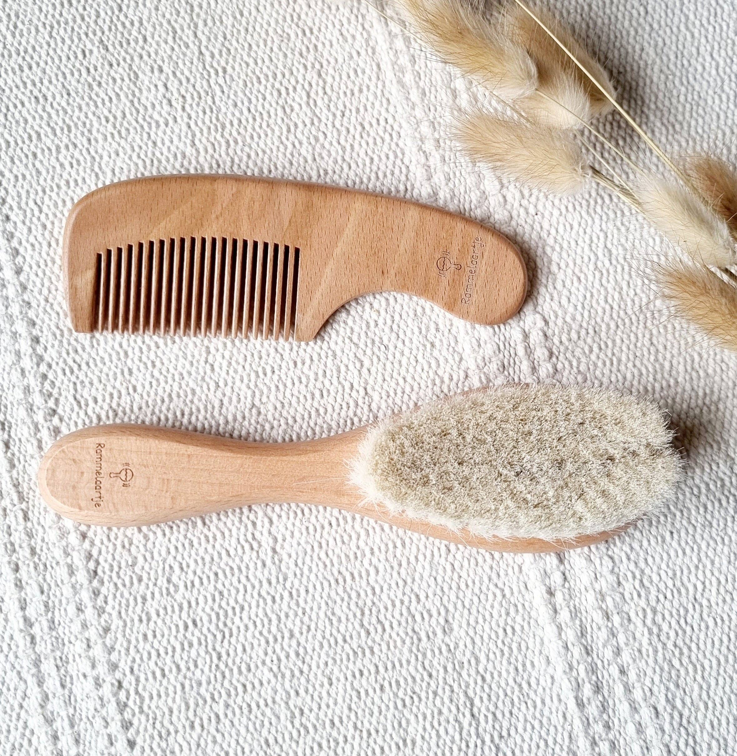 Wooden baby brush and comb set maternity gift