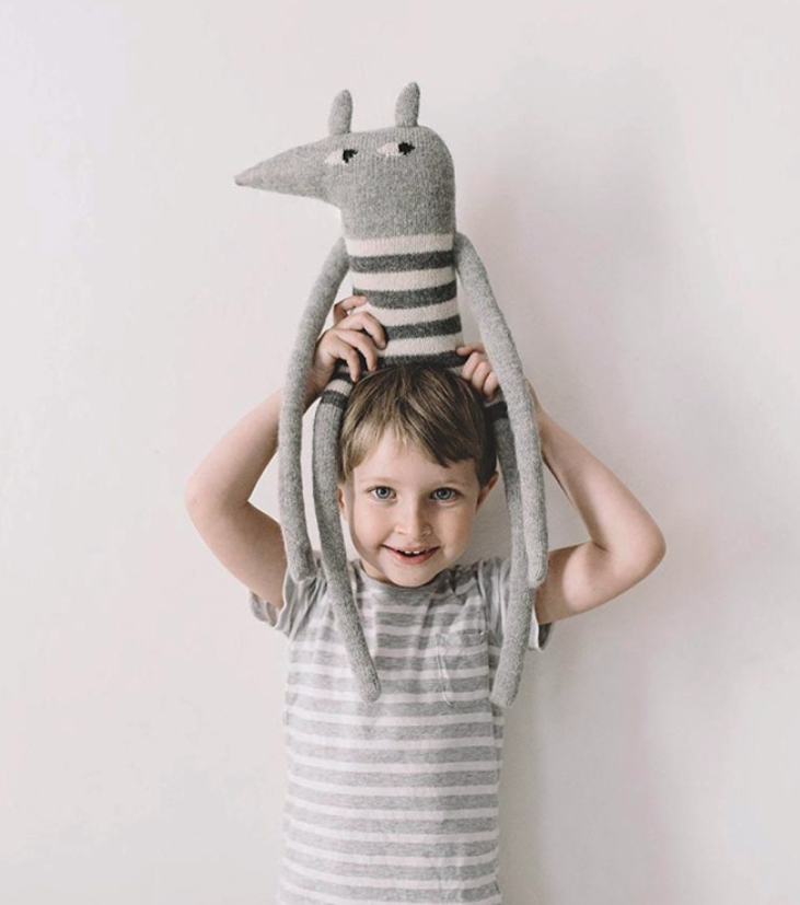 Large wolf knit toy | striped