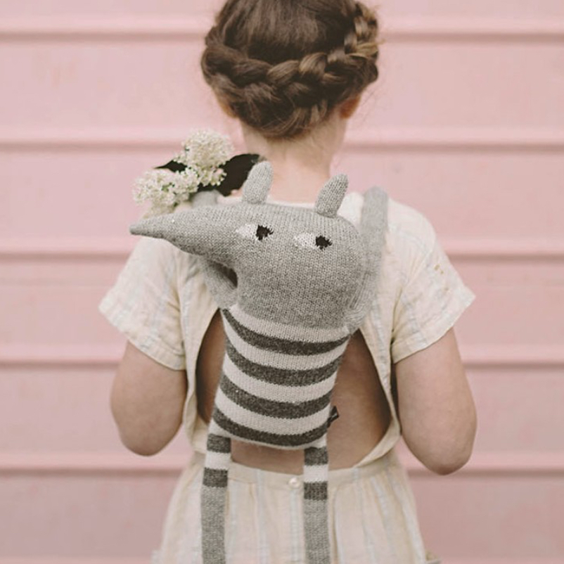 Large wolf knit toy | striped