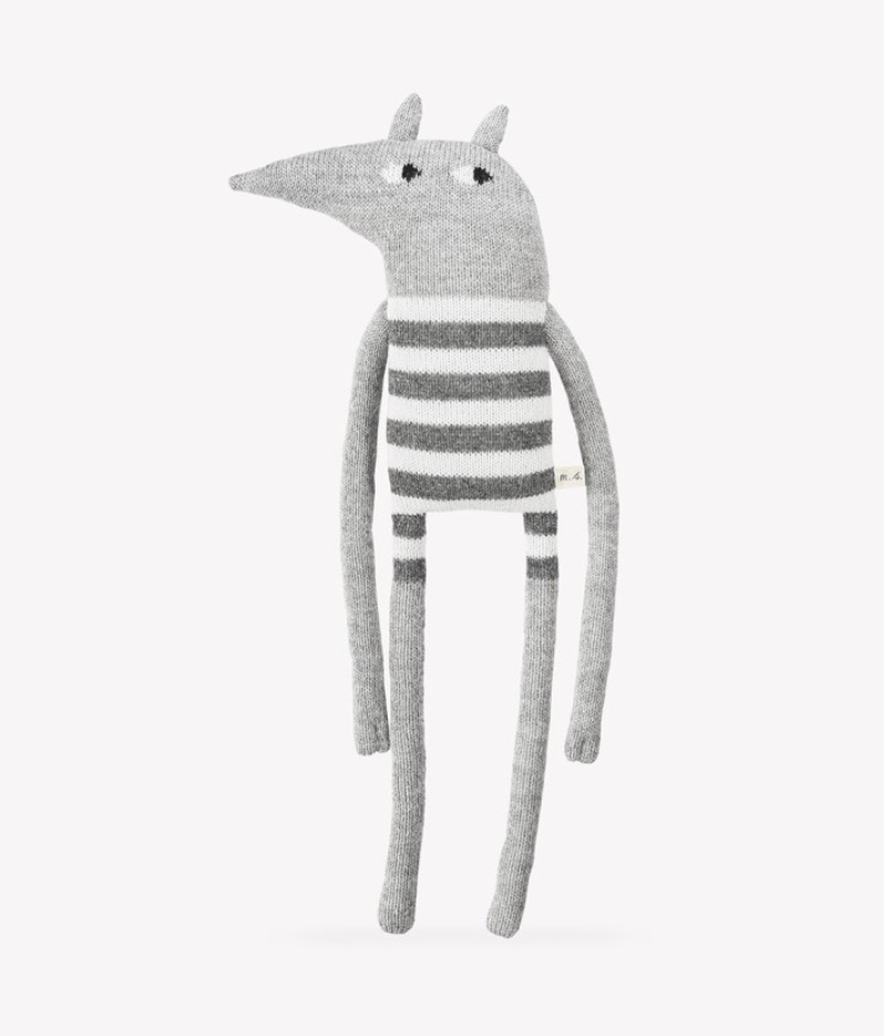 Large wolf knit toy | striped