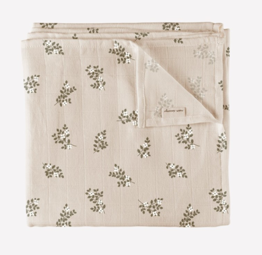 Muslin swaddle blanket | Holly flowers