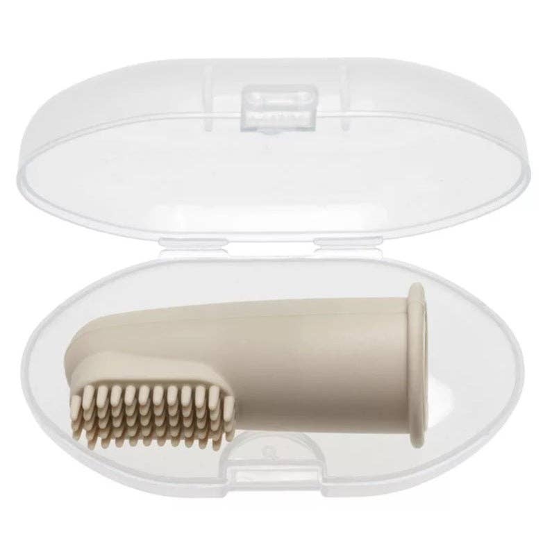 Silicone Finger Toothbrush with Case - Beige