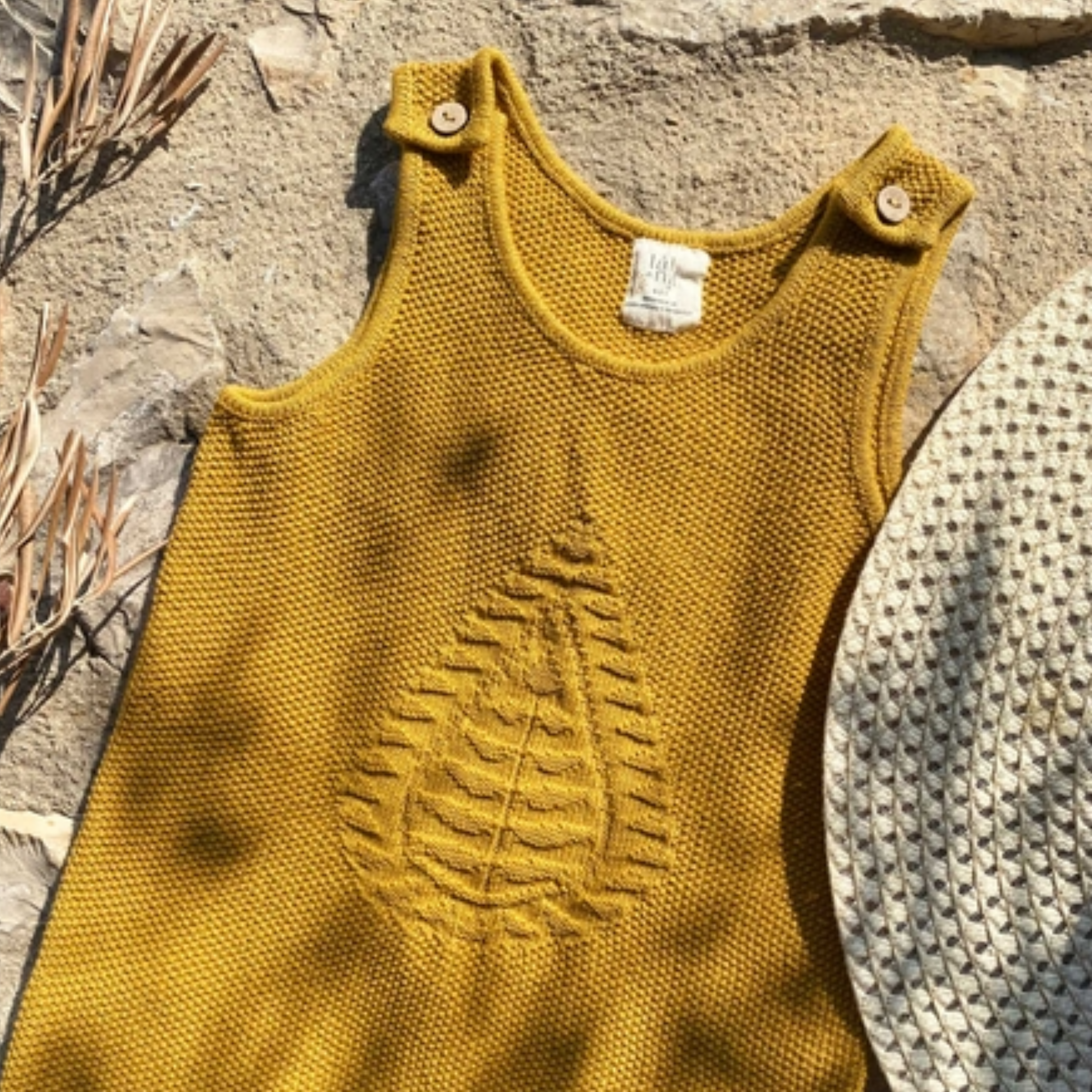 Organic Knit Romper - Mustard